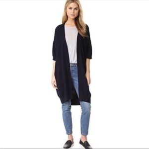 Vince Short Sleeve Open 100% Cashmere Cardigan Navy S